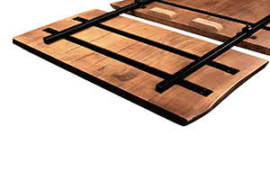 Esstisch vergrößern nach Bedarf - flexibel ist besser 2 Ansteckplatten beim Esstisch, Ansicht von unten